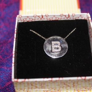 silver circle "B" necklace